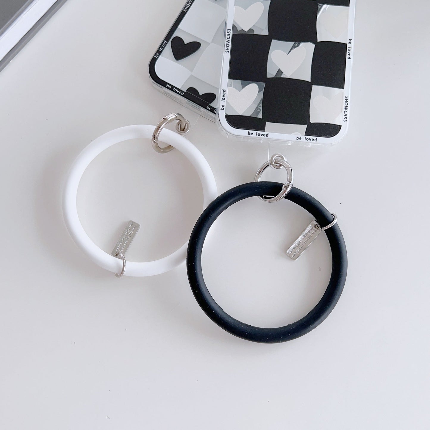 Black Hearts White Square Checkers w/ FREE Bracelet