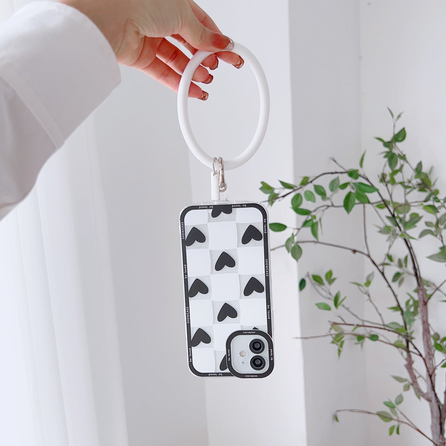 Black Hearts White Square Checkers w/ FREE Bracelet