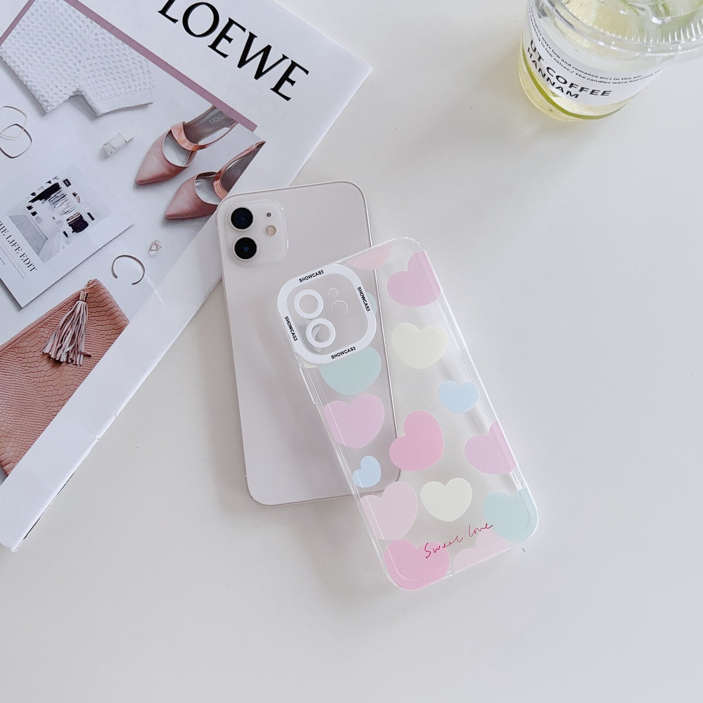 Pastel Heart Pattern Phone Case w/ FREE Bracelet