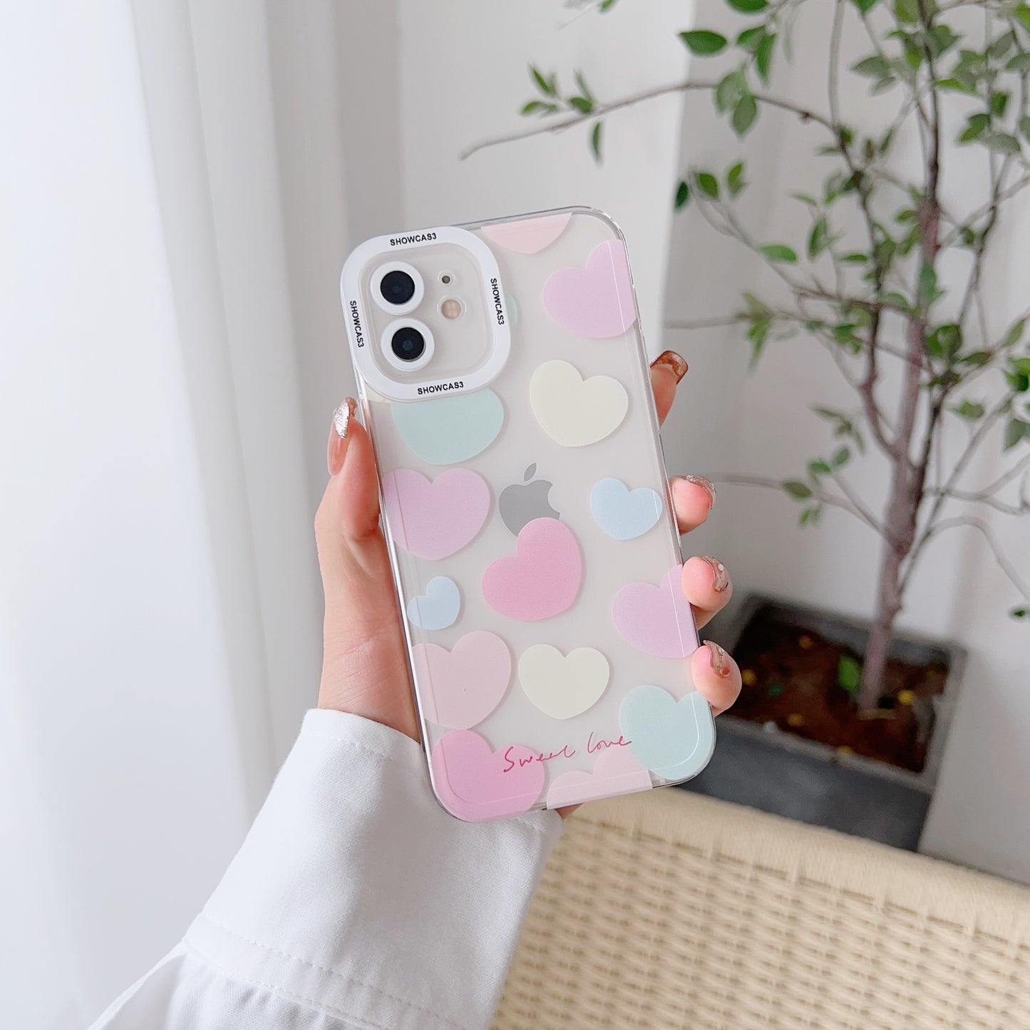 Pastel Heart Pattern Phone Case w/ FREE Bracelet