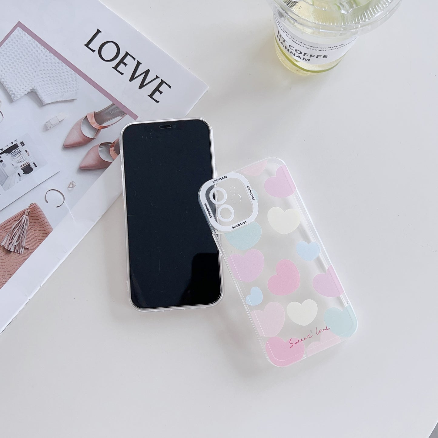 Pastel Heart Pattern Phone Case w/ FREE Bracelet