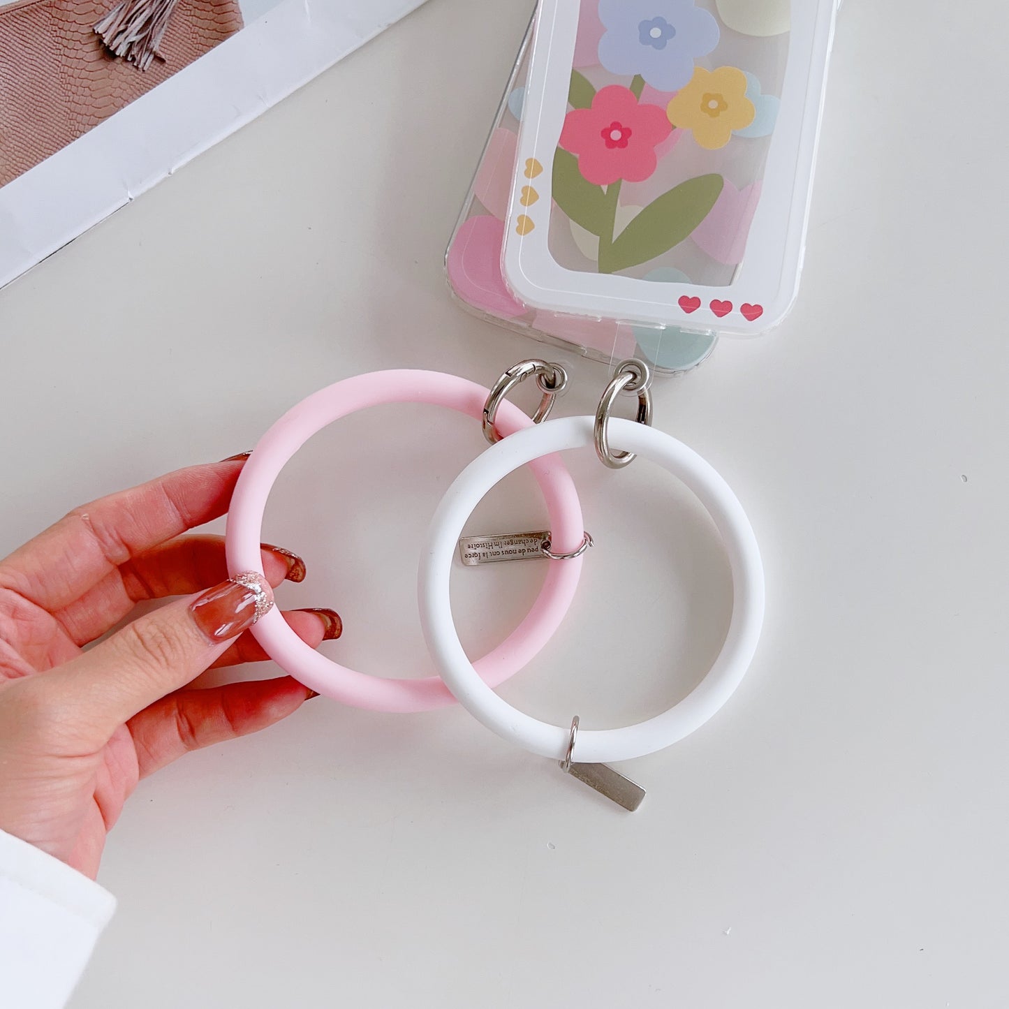 Pastel Heart Pattern Phone Case w/ FREE Bracelet