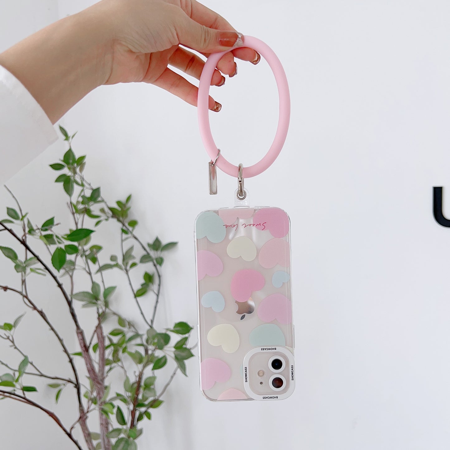 Pastel Heart Pattern Phone Case w/ FREE Bracelet